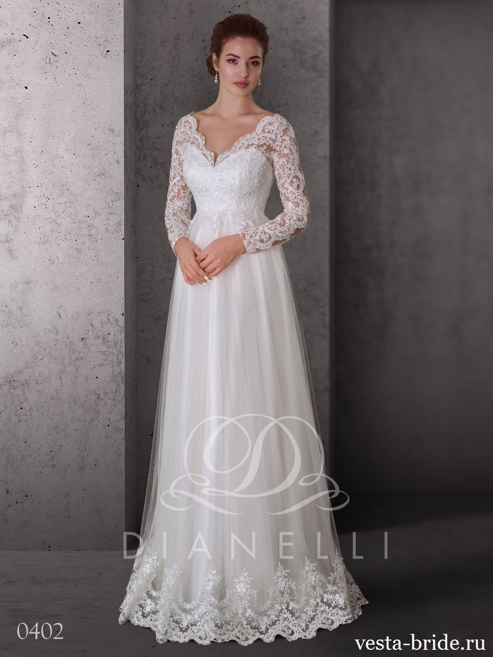 120dana201 min Закрытое свадебное платье с рукавом Dana