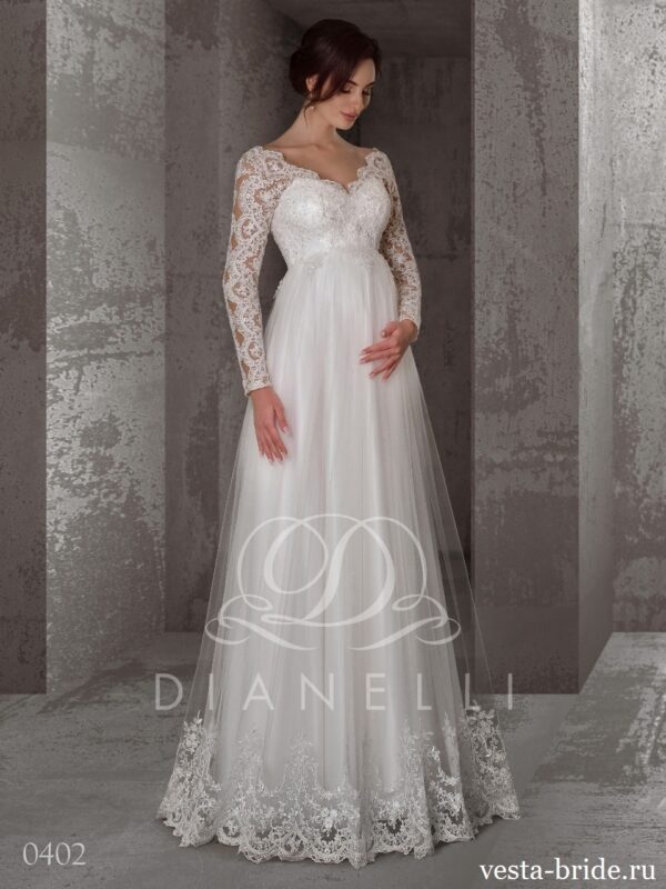 120dana202 min Закрытое свадебное платье с рукавом Dana